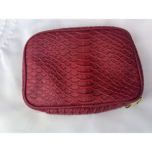 Nordstrom Women Red Makeup Brush Case Cosmetic Bag Travel Pouch Clutch Organizer
